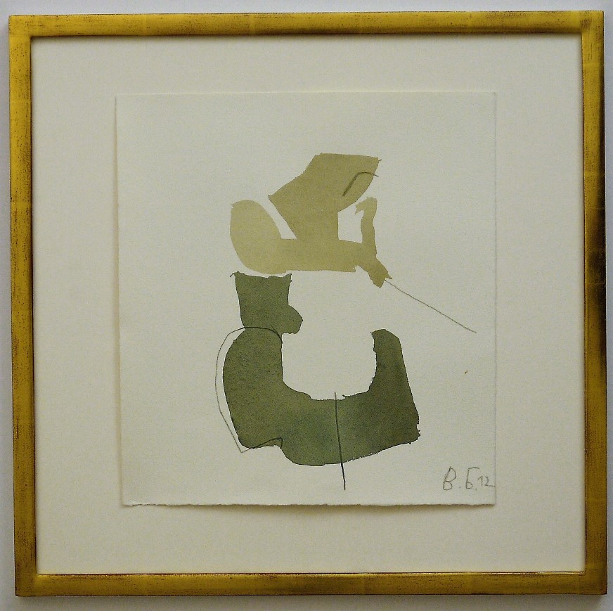 Vadim Brodsky: Cellistin, Aquarell und Bleistift 2012, unter Mirogardglas in einem handgefertigten Echtgoldrahmen (41x42cm) vom Kunsthaus Fischinger